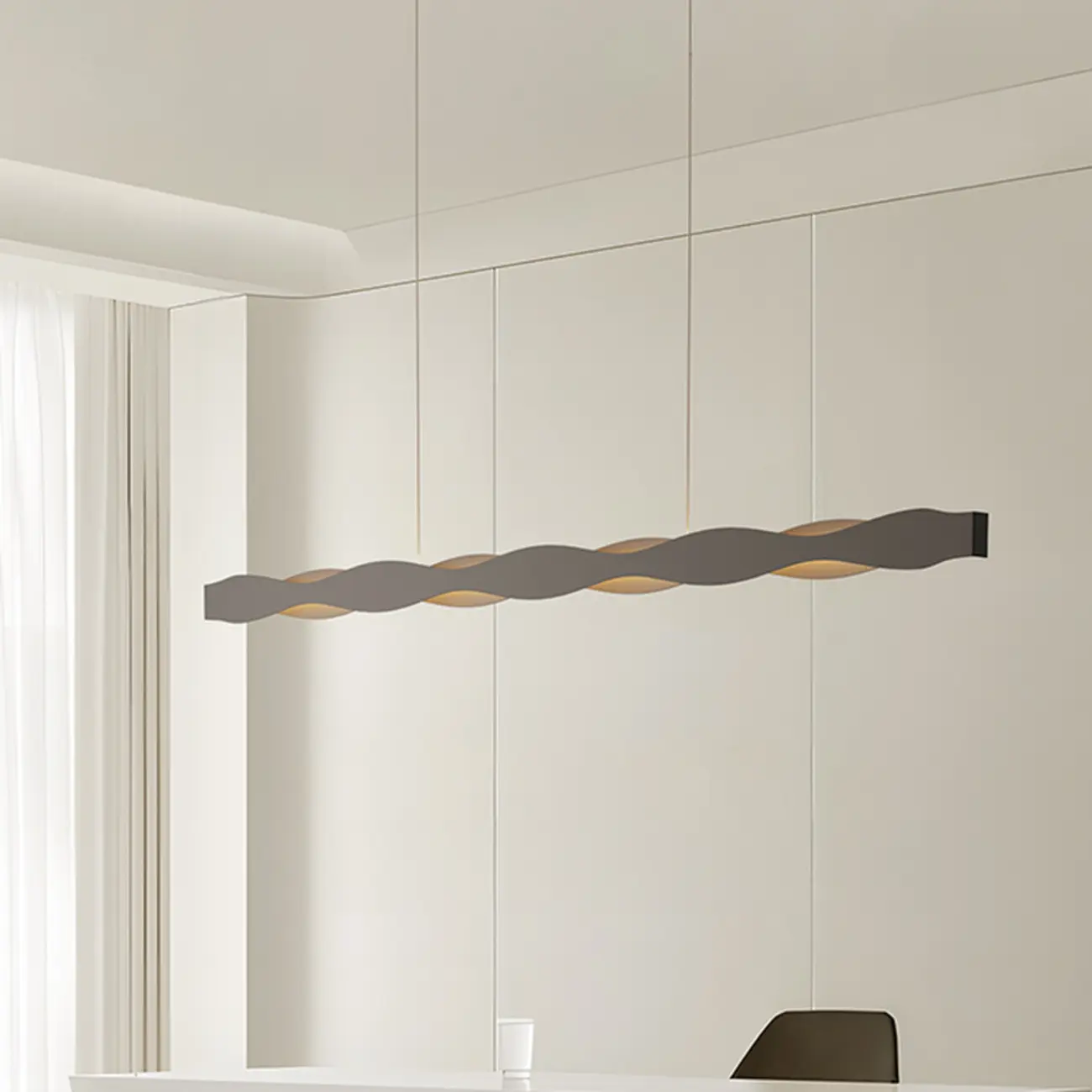 Minimalist White Wave Island Pendant Light Image - 6 | homeyfad