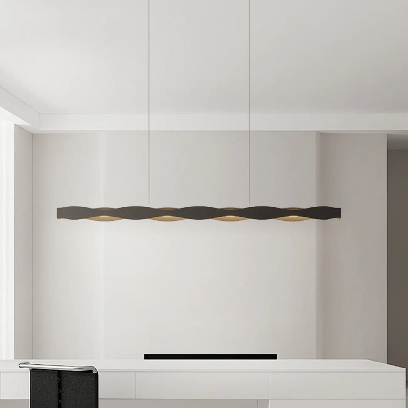 Minimalist White Wave Island Pendant Light Image - 8 | homeyfad