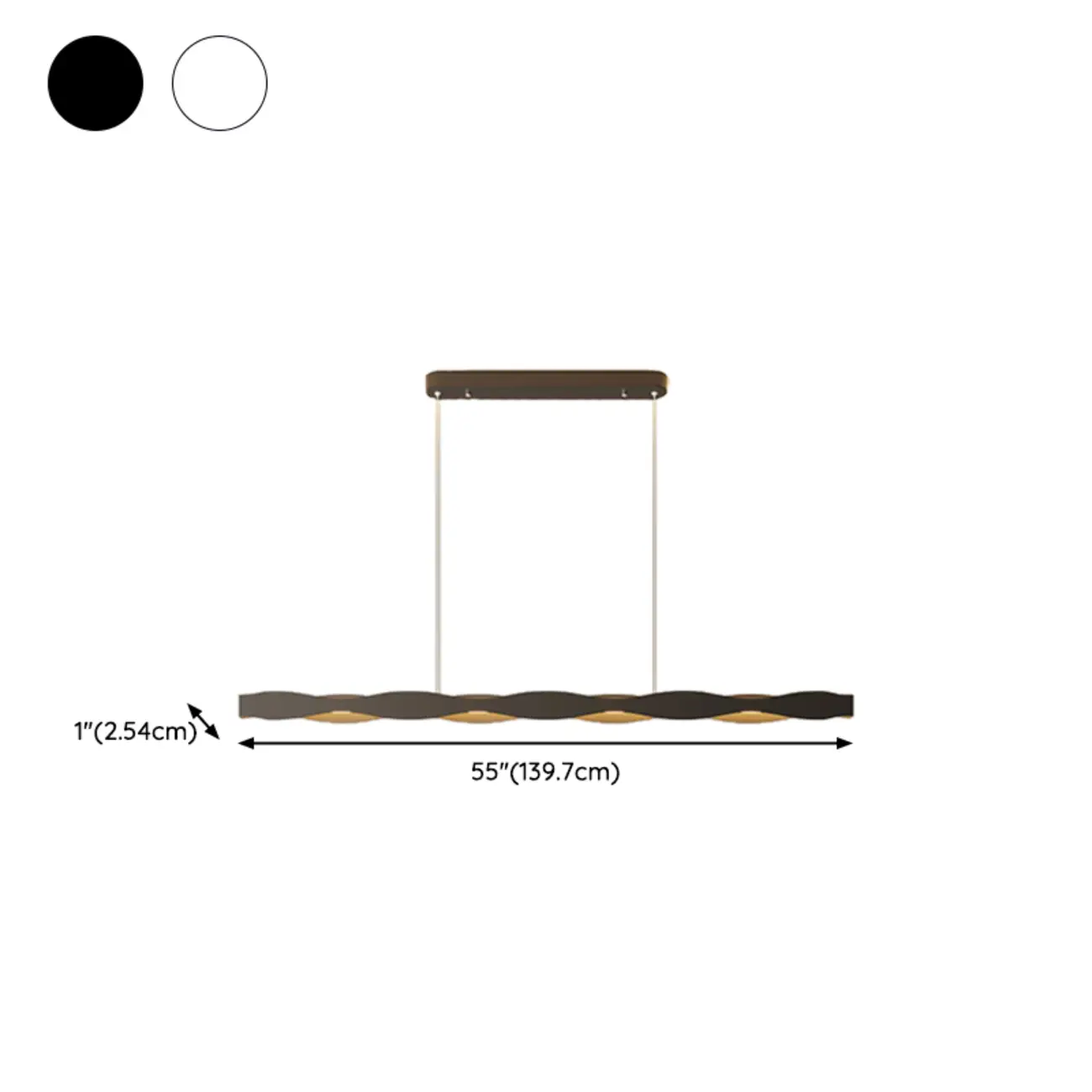 Minimalist White Wave Island Pendant Light #size | homeyfad