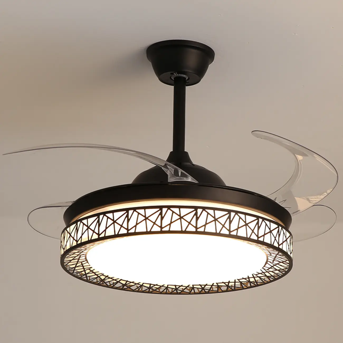 Modern Retractable Blades Ceiling Fan with Light for Living Room | homeyfad