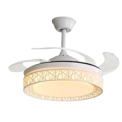 Modern Retractable Blades Ceiling Fan with Light for Living Room