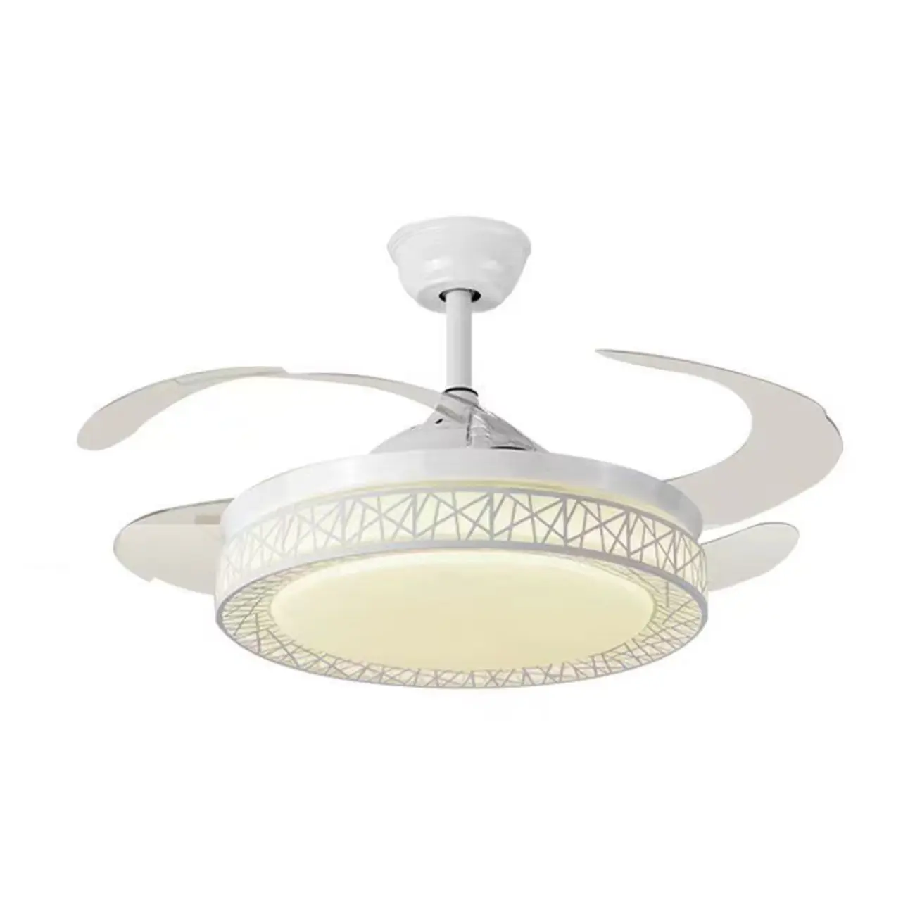 Modern Retractable Blades Ceiling Fan with Light for Living Room | homeyfad