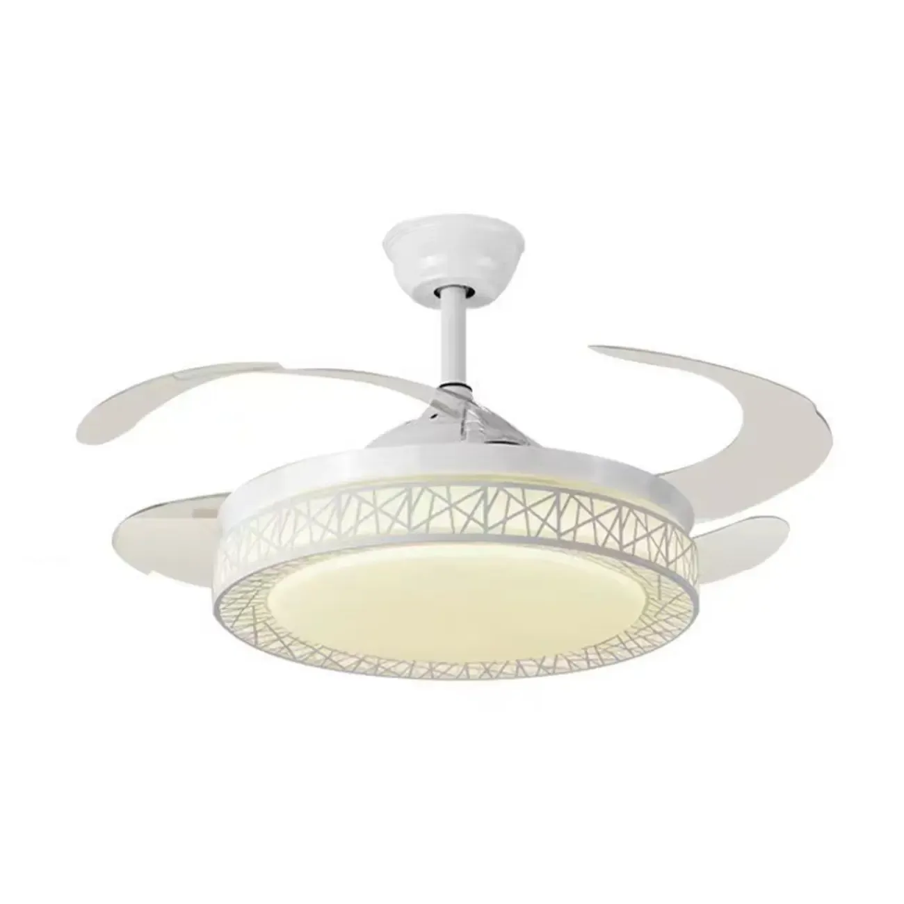 Modern Retractable Blades Ceiling Fan with Light for Living Room