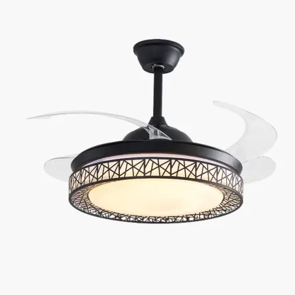 Modern Retractable Blades Ceiling Fan with Light for Living Room
