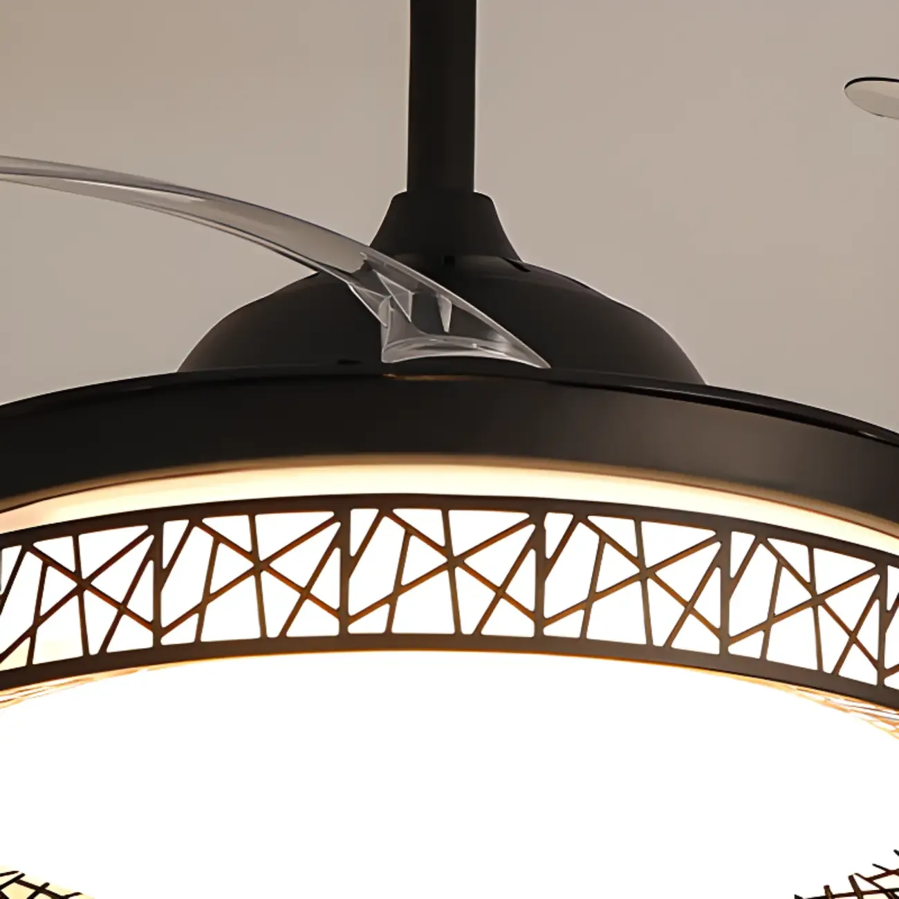 Modern Retractable Blades Ceiling Fan with Light for Living Room