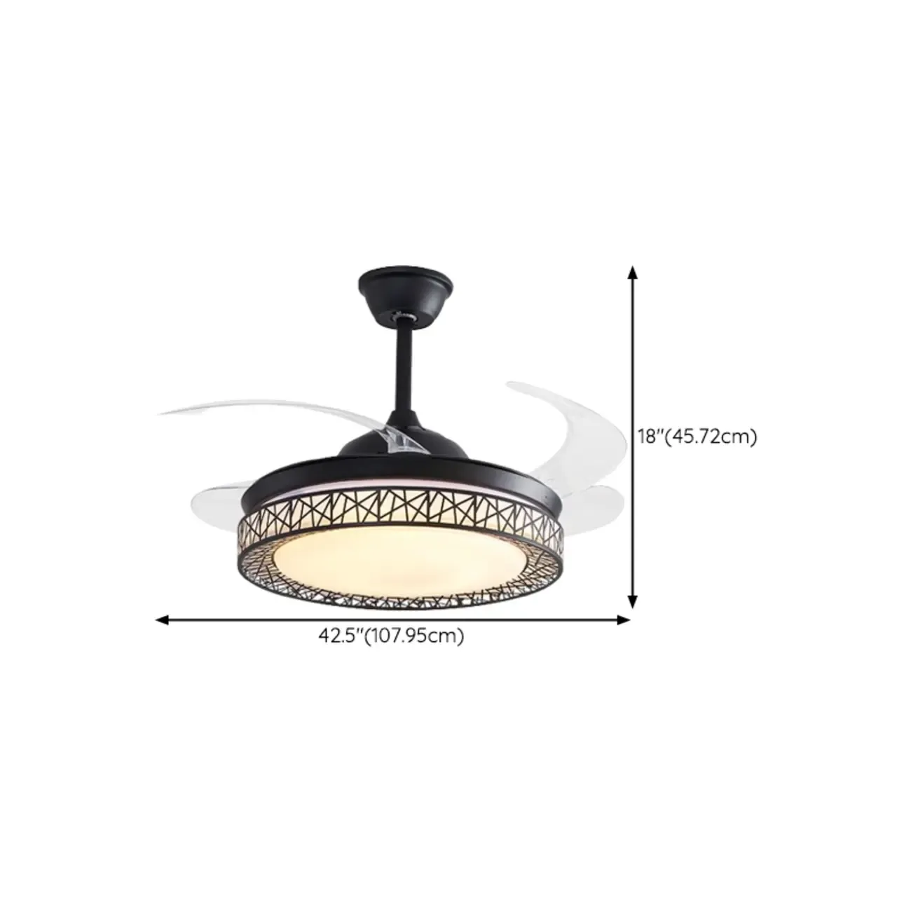 Modern Retractable Blades Ceiling Fan with Light for Living Room