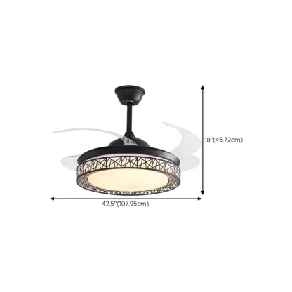 Modern Retractable Blades Ceiling Fan with Light for Living Room