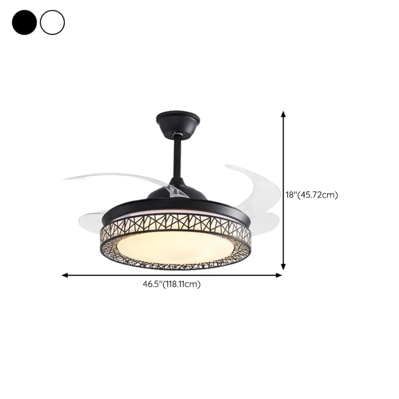 Modern Retractable Blades Ceiling Fan with Light for Living Room