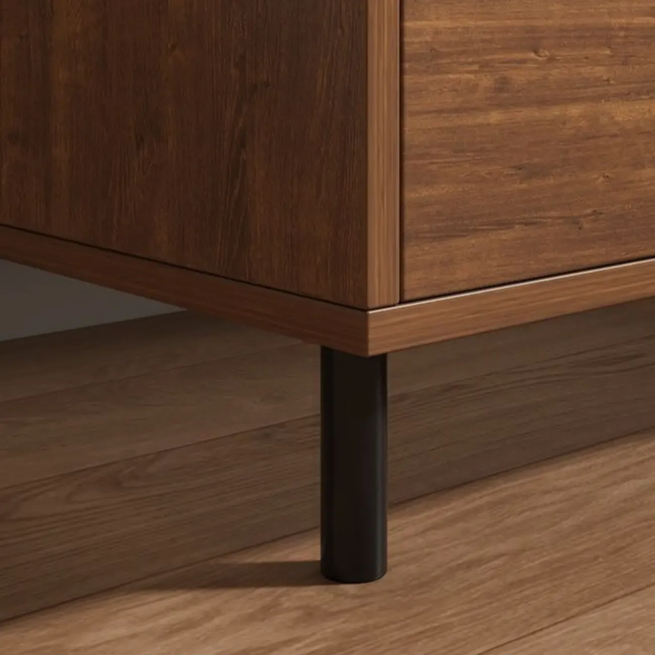 Minimalist Brown Wooden Tray Nightstand with 2 Drawers Image - 5