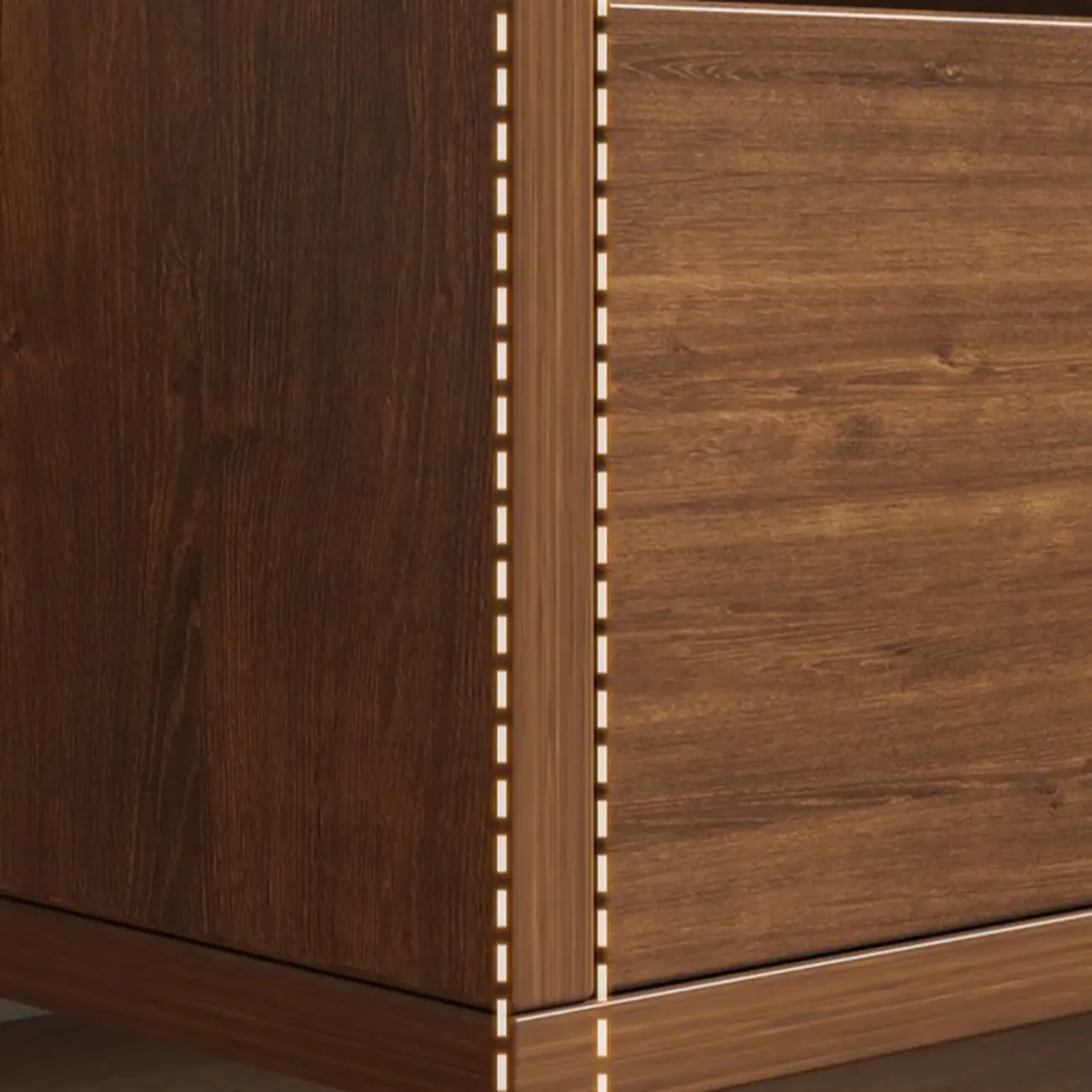 Minimalist Brown Wooden Tray Nightstand with 2 Drawers Image - 4