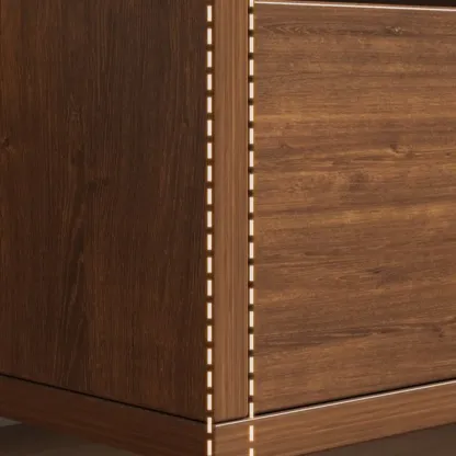 Minimalist Brown Wooden Tray Nightstand with 2 Drawers Image - 4