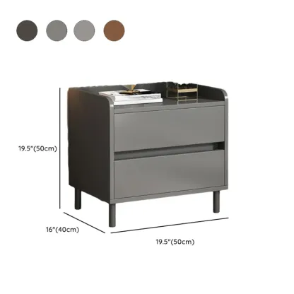 Minimalist Brown Wooden Tray Nightstand with 2 Drawers #size