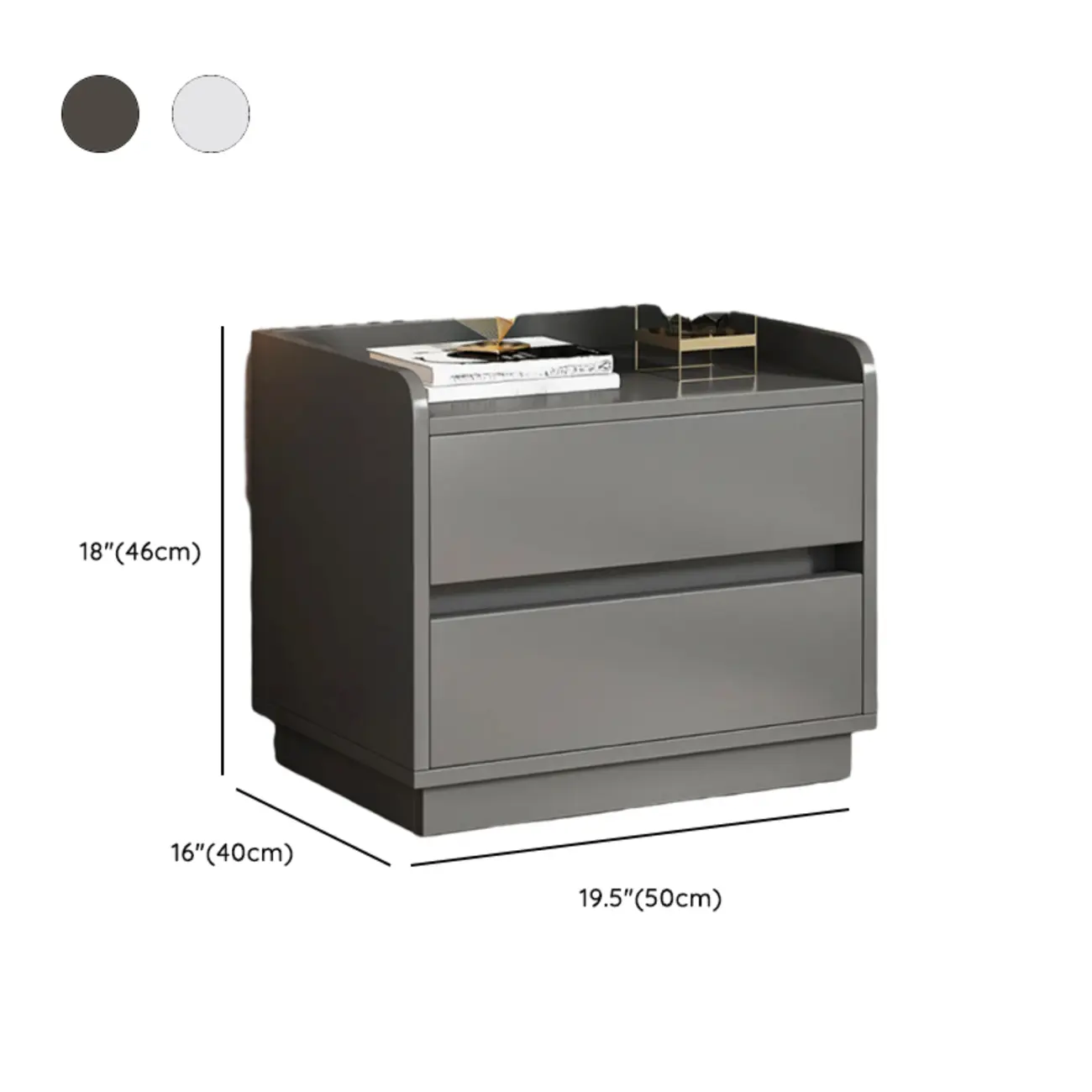 Minimalist Brown Wooden Tray Nightstand with 2 Drawers Image - 16 | homeyfad