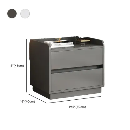 Minimalist Brown Wooden Tray Nightstand with 2 Drawers Image - 16