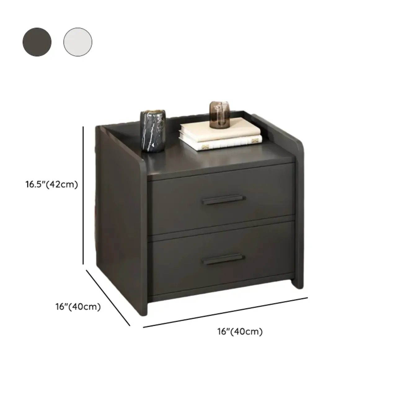 Minimalist Brown Wooden Tray Nightstand with 2 Drawers Image - 17