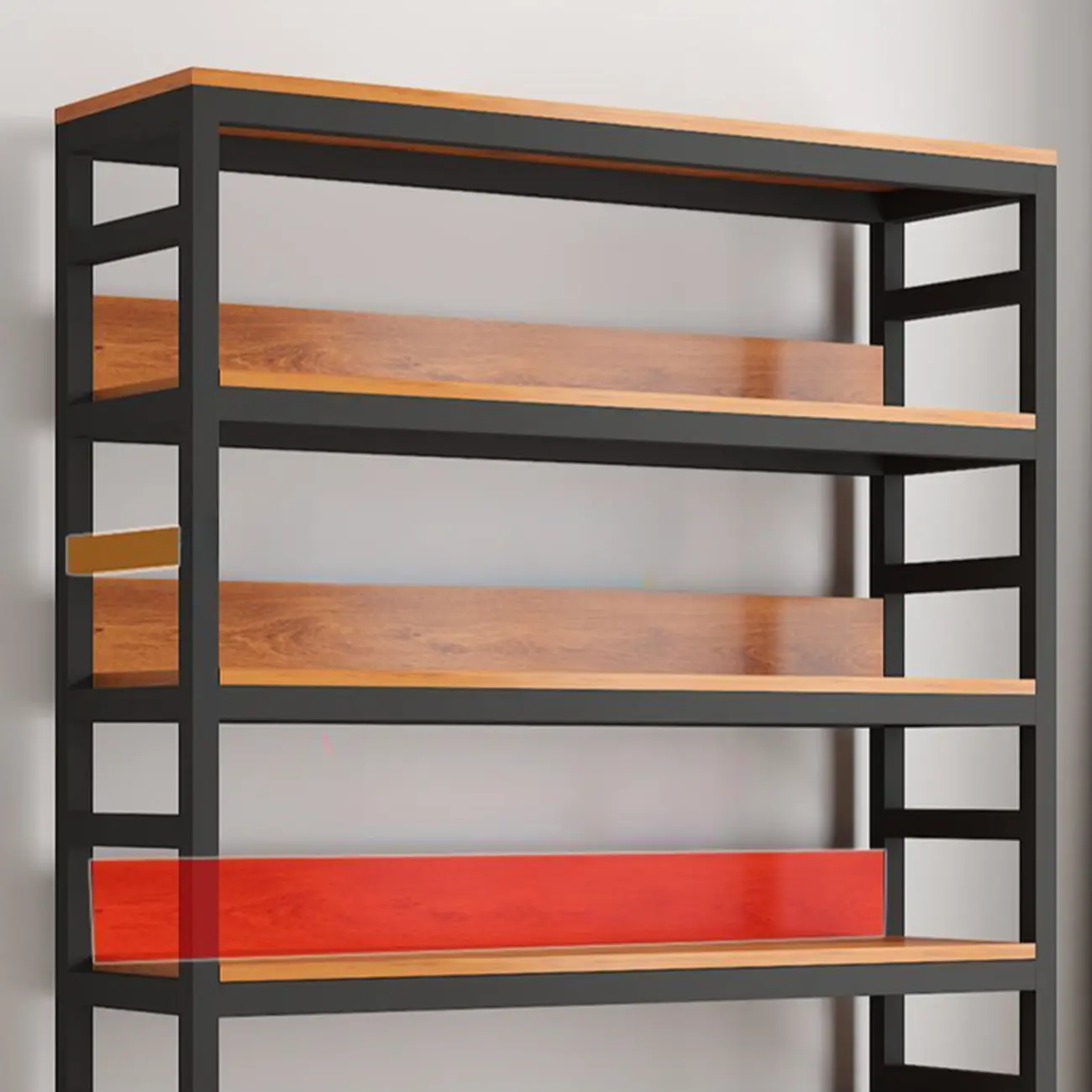 Brown Multi-Shelf Wooden Vertical Bookcase with Cabinet Image - 10 | homeyfad