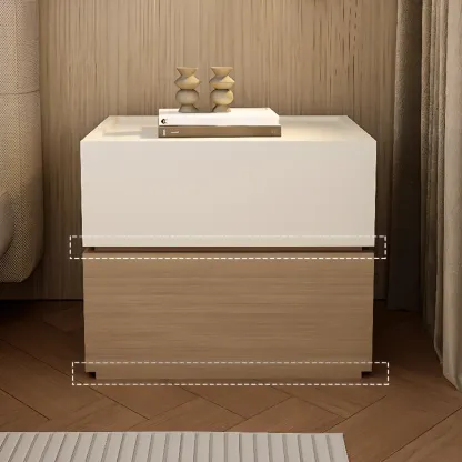Modern Wood Two-Tone Elegant Nightstand with Drawer Image - 5
