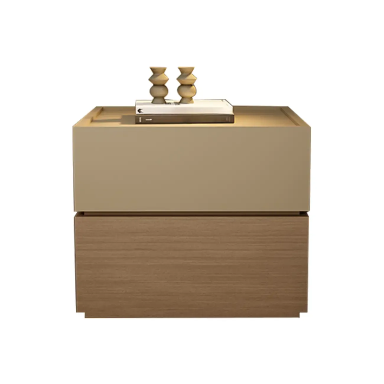 Modern Wood Two-Tone Elegant Nightstand with Drawer Image - 6