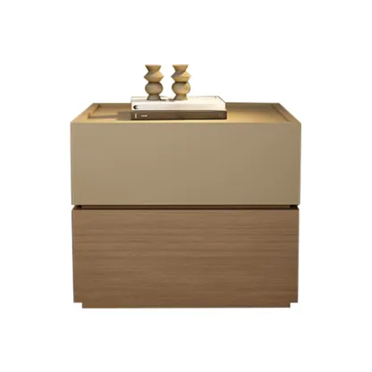 Modern Wood Two-Tone Elegant Nightstand with Drawer Image - 6