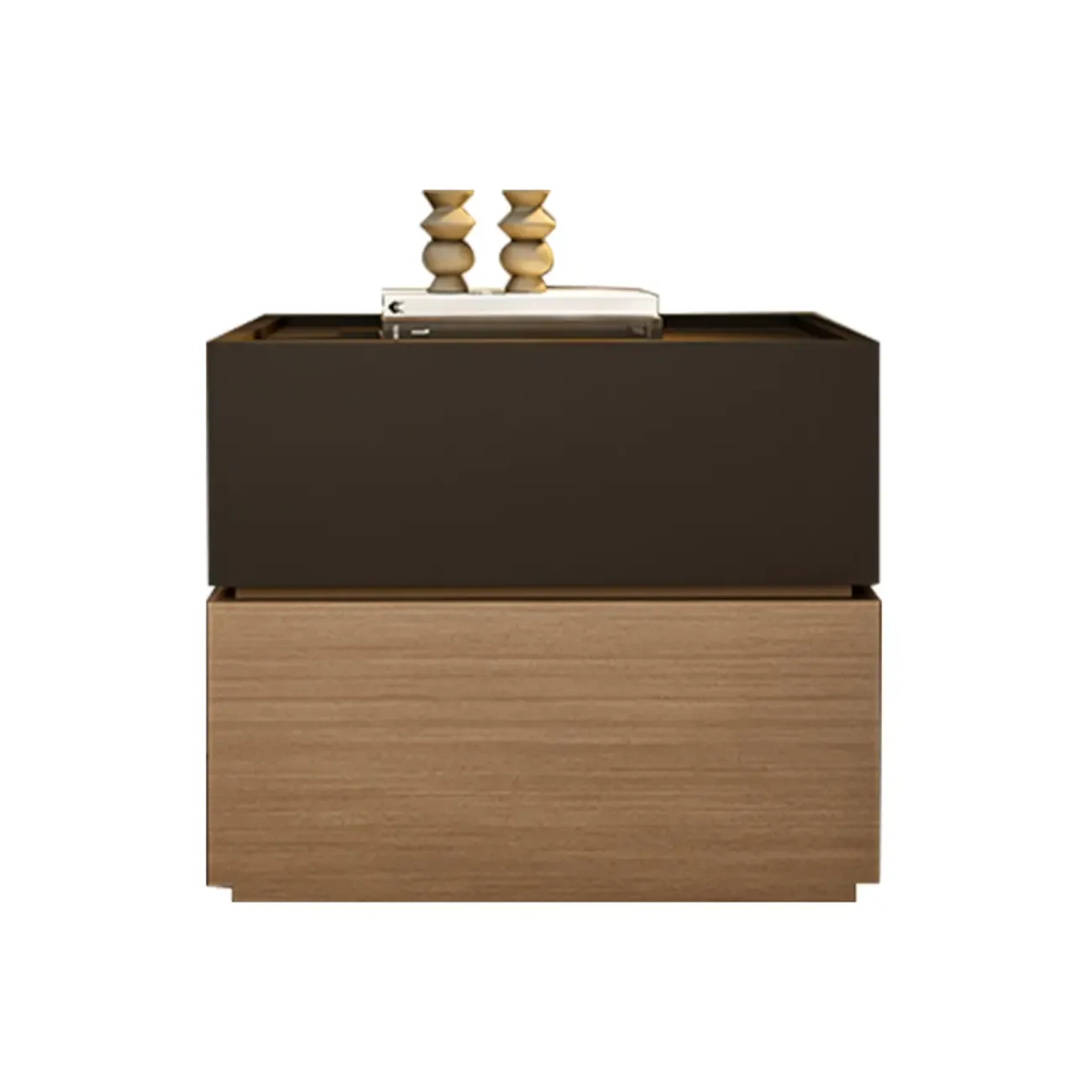 Modern Wood Two-Tone Elegant Nightstand with Drawer Image - 7