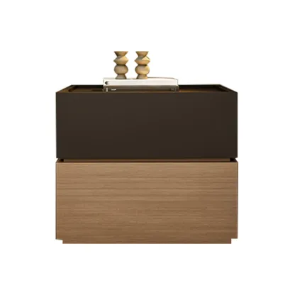 Modern Wood Two-Tone Elegant Nightstand with Drawer Image - 7