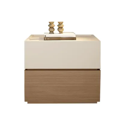Modern Wood Two-Tone Elegant Nightstand with Drawer Image - 8