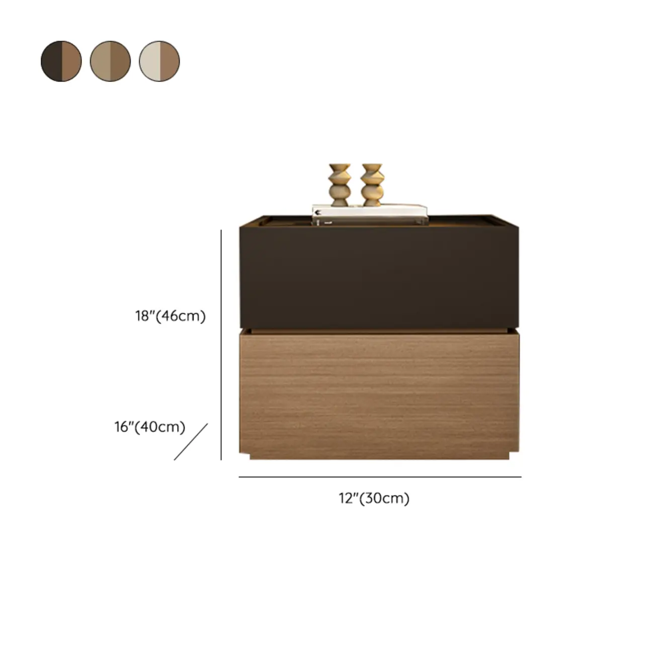 Modern Wood Two-Tone Elegant Nightstand with Drawer Image - 11 | homeyfad