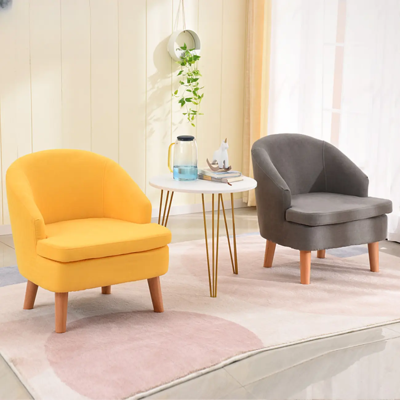 Nordic Fabric Accent Chair with Curved Arms for Living Room Image - 1 | homeyfad