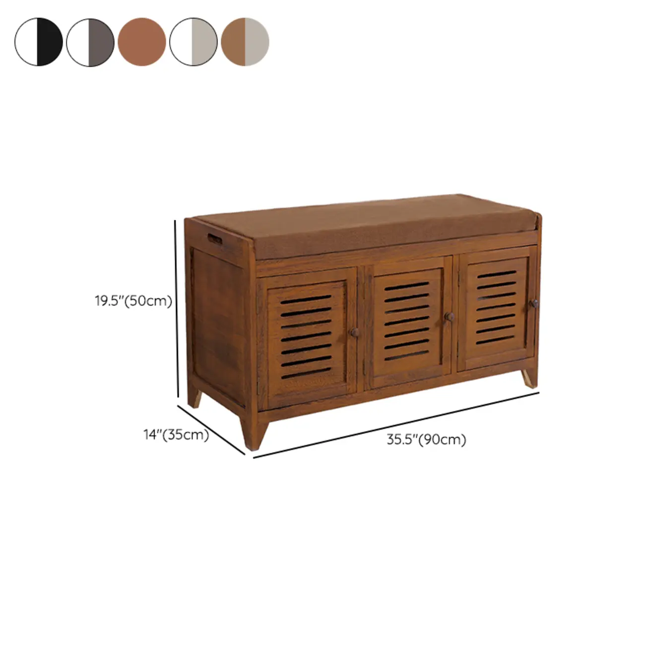 White-Gray Solid Wood Hallway Shoe Bench with Cushion #size | homeyfad