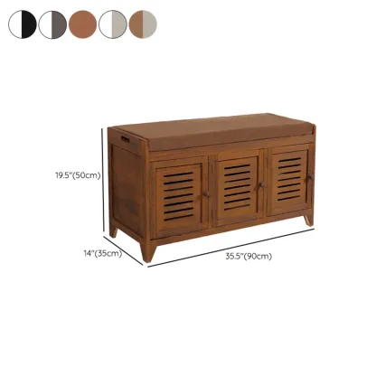 White-Gray Solid Wood Hallway Shoe Bench with Cushion #size