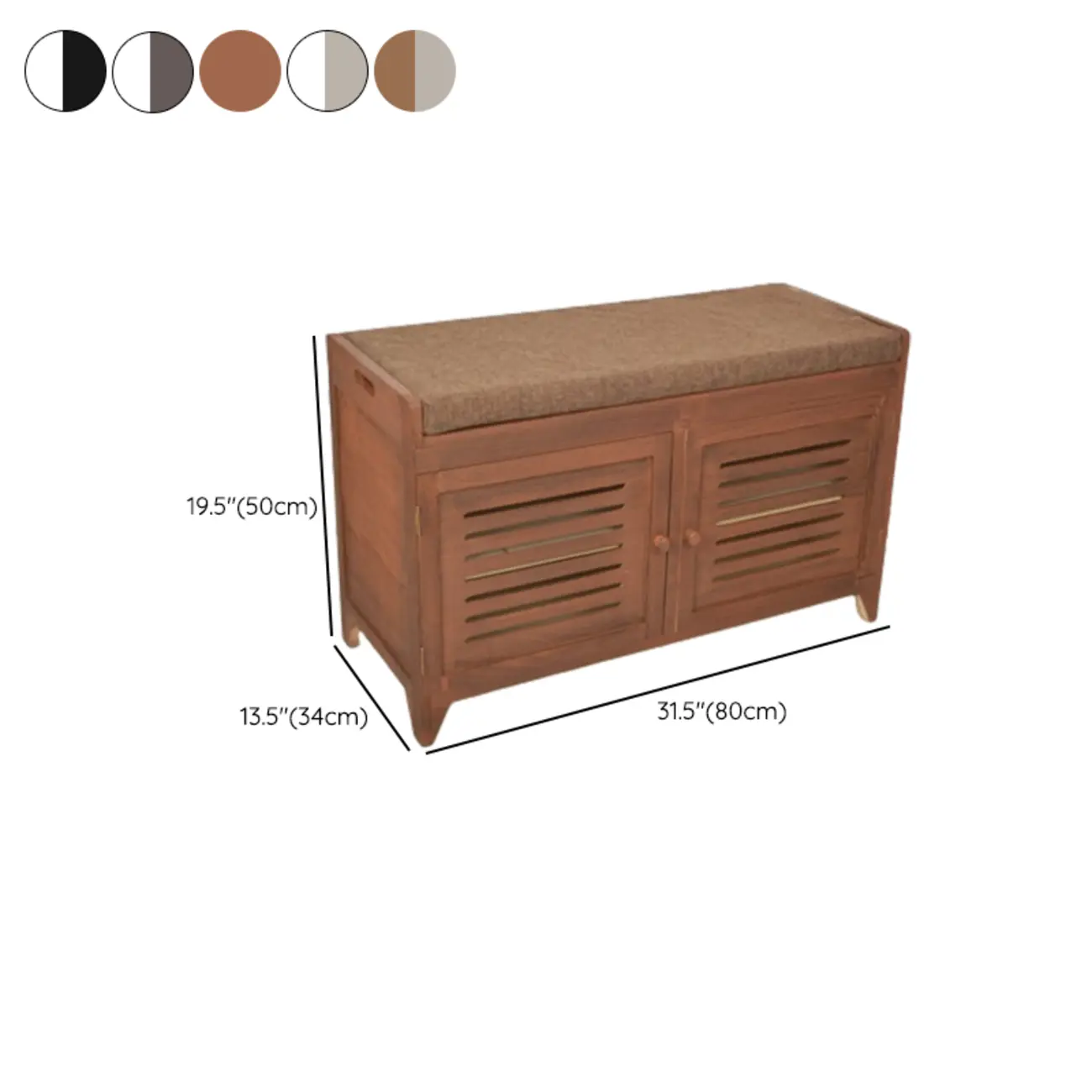 White-Gray Solid Wood Hallway Shoe Bench with Cushion Image - 25 | homeyfad