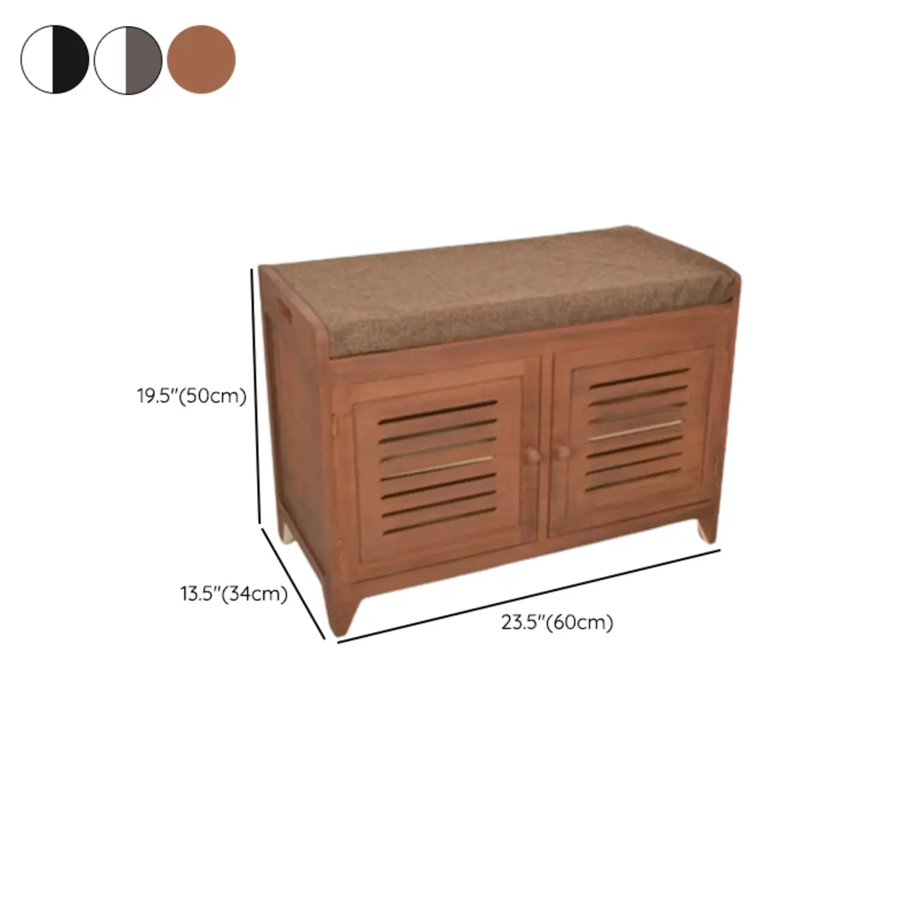 White-Gray Solid Wood Hallway Shoe Bench with Cushion Image - 27 | homeyfad