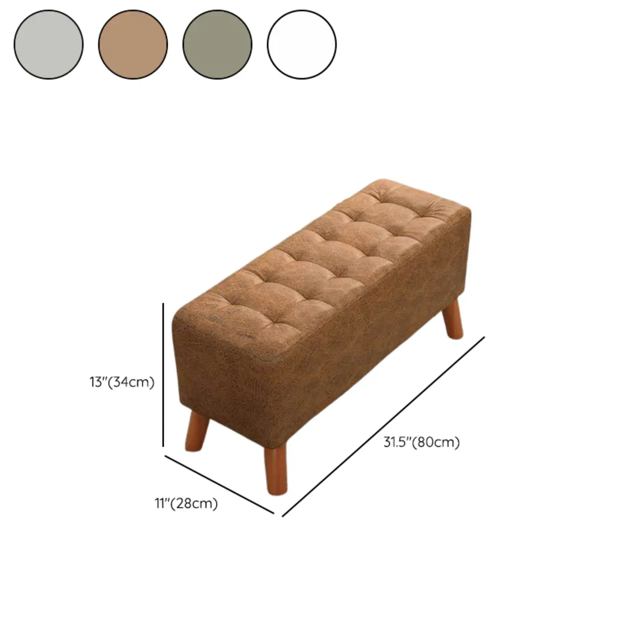Modern Upholstered Brown Rectangular Bench for Living Room #size | homeyfad