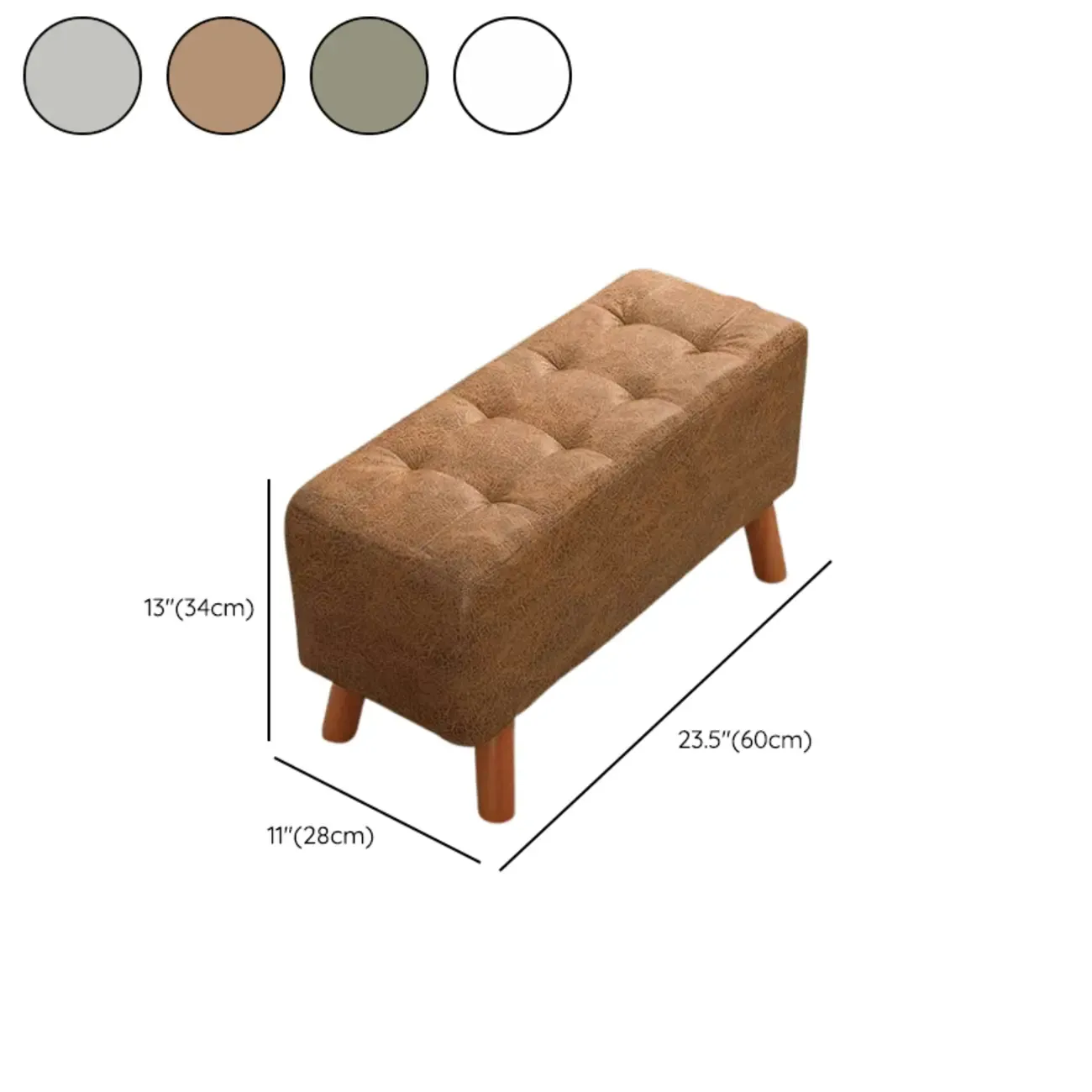 Modern Upholstered Brown Rectangular Bench for Living Room Image - 12