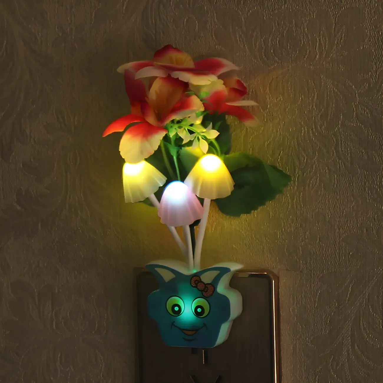 Vivid LED Mushroom Flower Night Light Image - 3