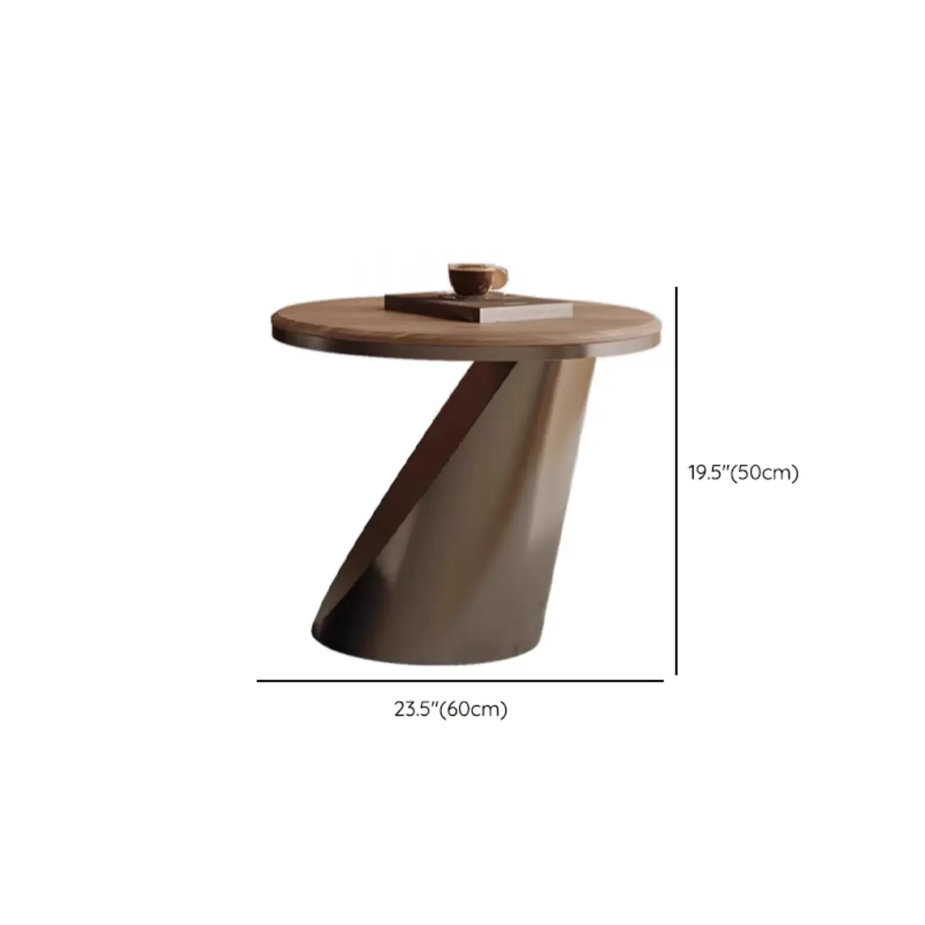 Brown 2 Drawers Elegant Round Wood Coffee Table #size | homeyfad