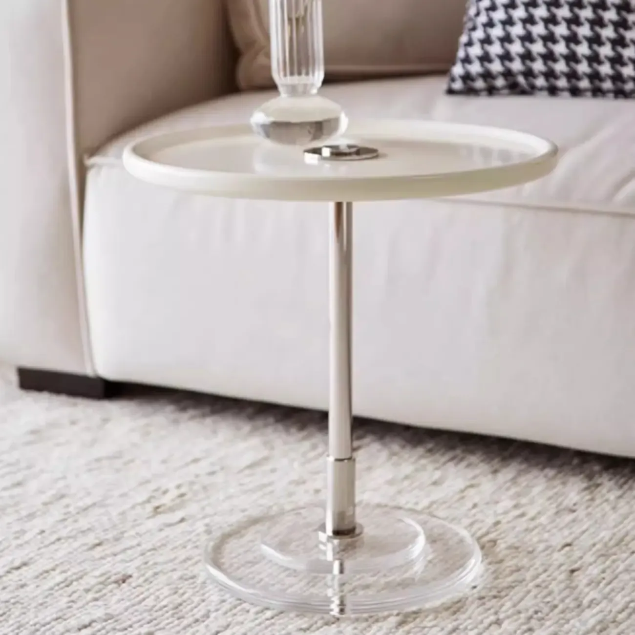 Nut-Brown Beige Stylish Round Wood Drawer Coffee Table Image - 10