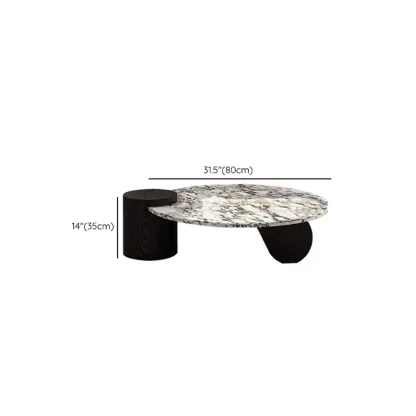 Elegant White Marble Round Wood Coffee Table #size