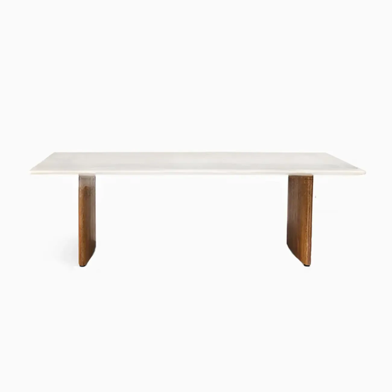 Modern Faux Marble White Rectangular Coffee Table Image - 5