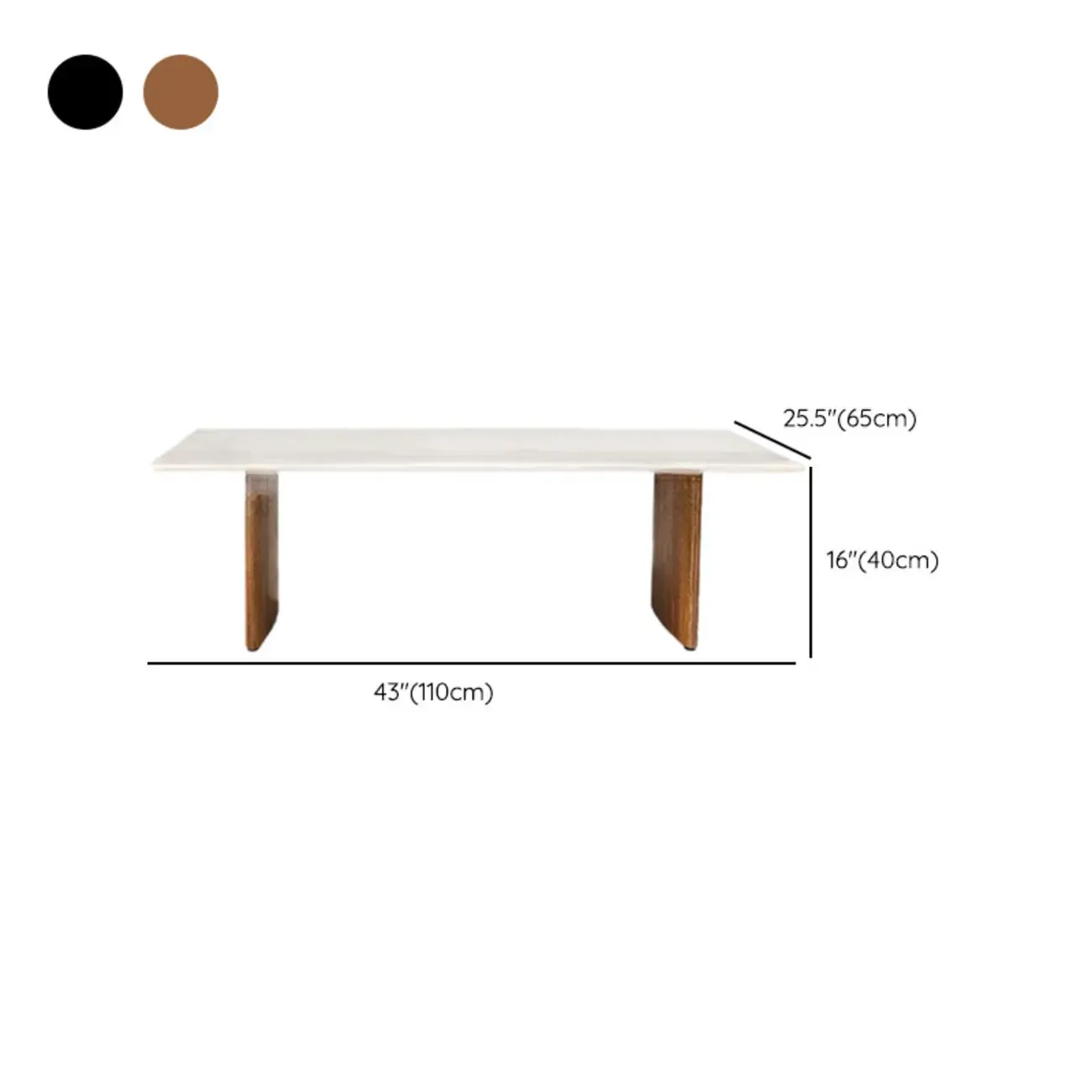Modern Faux Marble White Rectangular Coffee Table #size