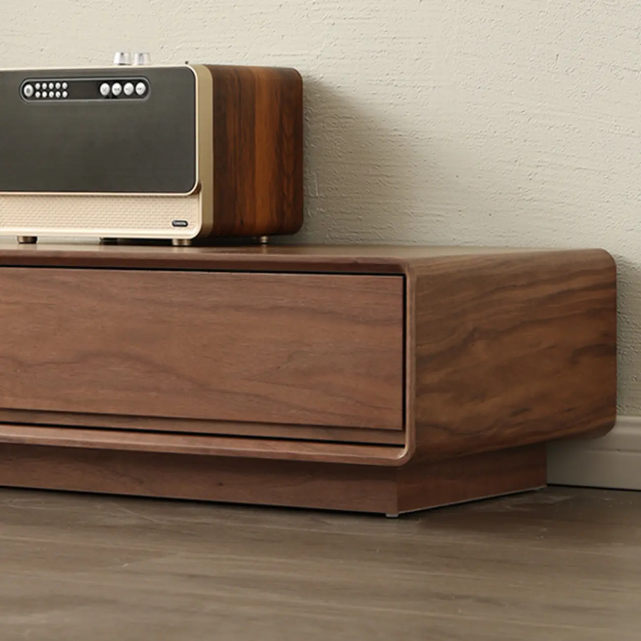 Vintage Wooden TV Stand with Drawers & Cable Management Image - 6 | homeyfad