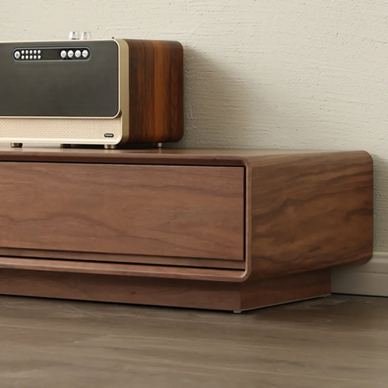 Vintage Wooden TV Stand with Drawers & Cable Management Image - 6