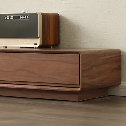 Vintage Wooden TV Stand with Drawers & Cable Management Image - 6