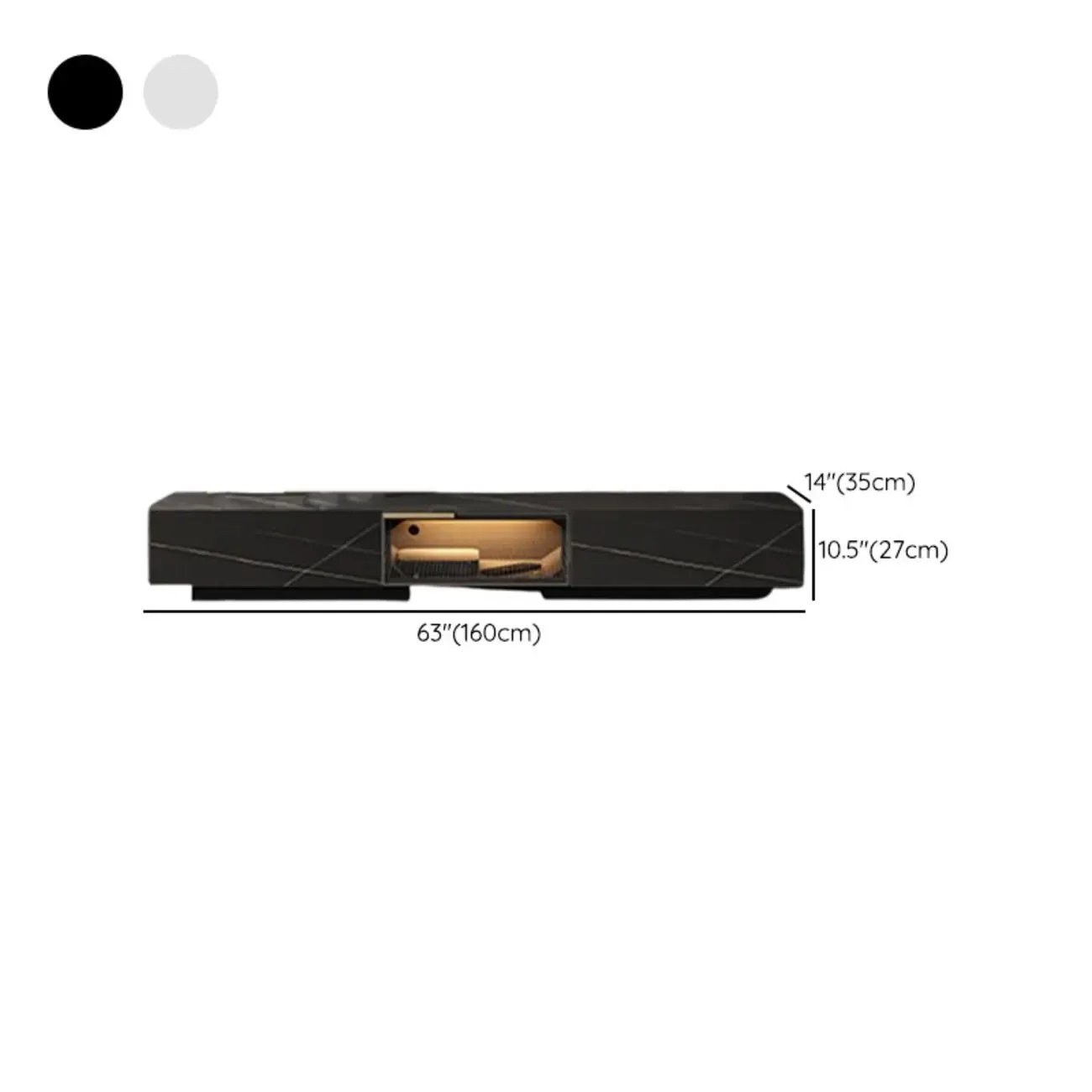 Classic Stone TV Stand with Lighting and Drawers for Living Room Image - 12