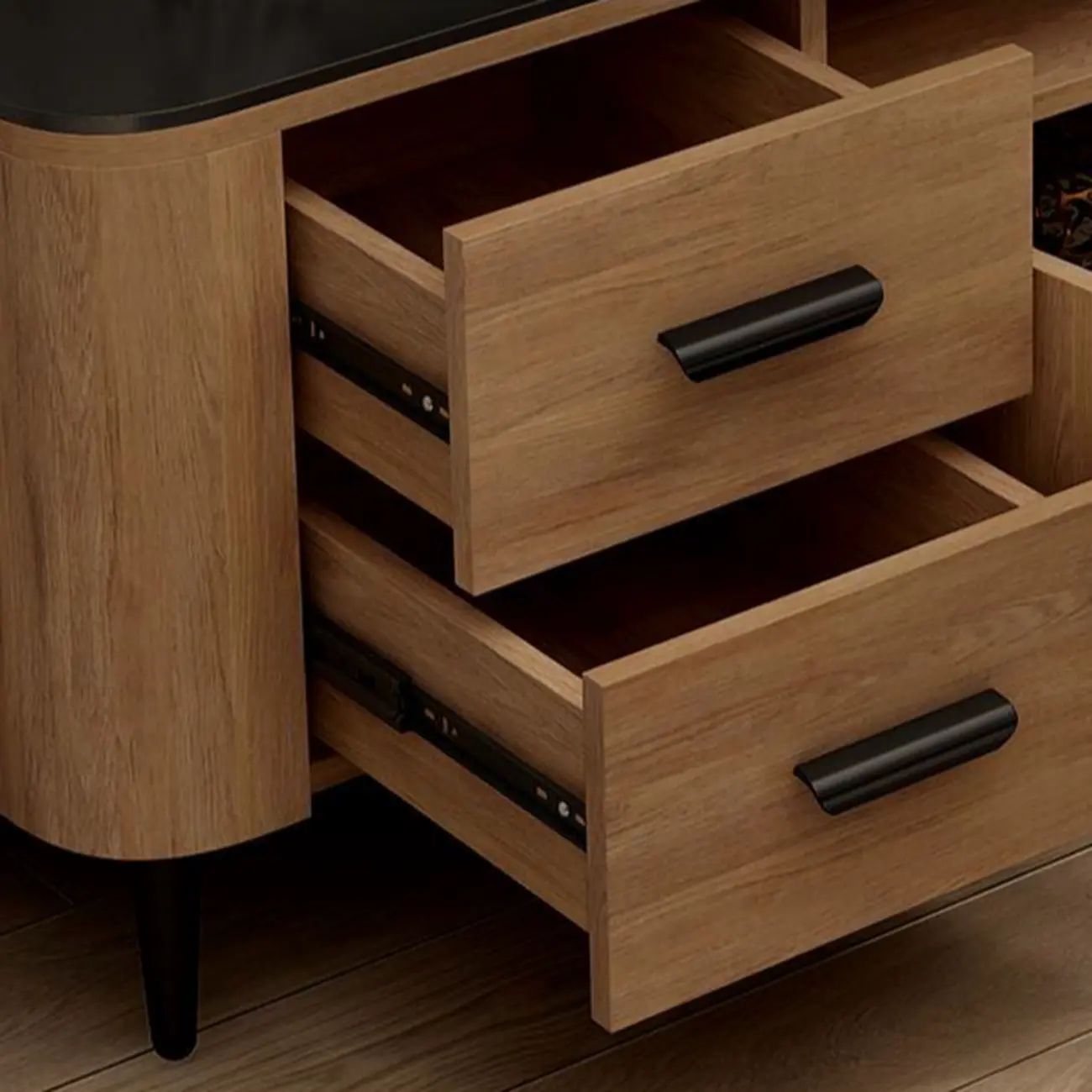 Vintage Wooden TV Stand with Storage Doors for Living Room Image - 7 | homeyfad