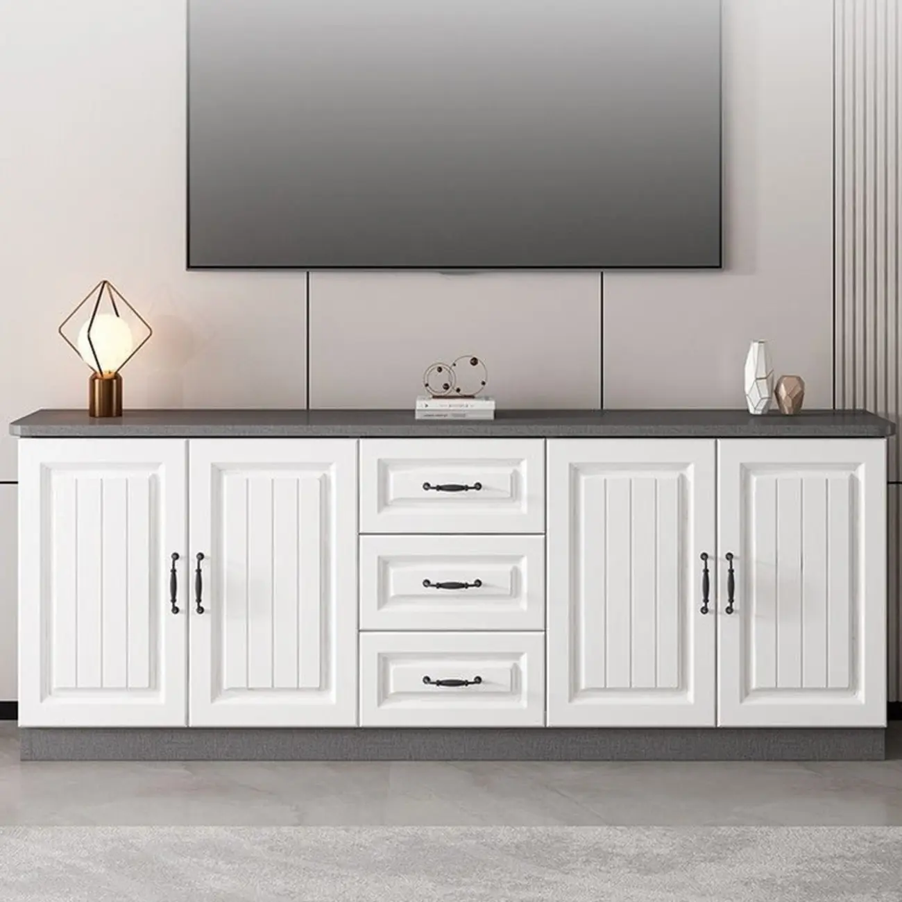 Modern Wooden TV Stand with Shelves and Drawers for Home Image - 6 | homeyfad