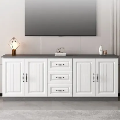 Modern Wooden TV Stand with Shelves and Drawers for Home Image - 6