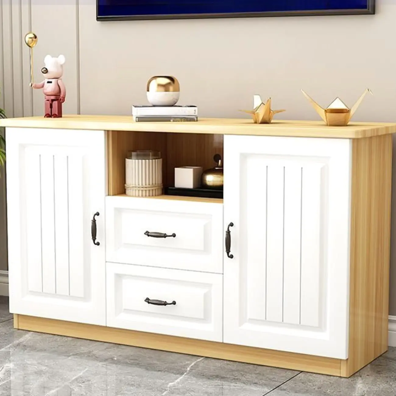 Modern Wooden TV Stand with Shelves and Drawers for Home Image - 7 | homeyfad