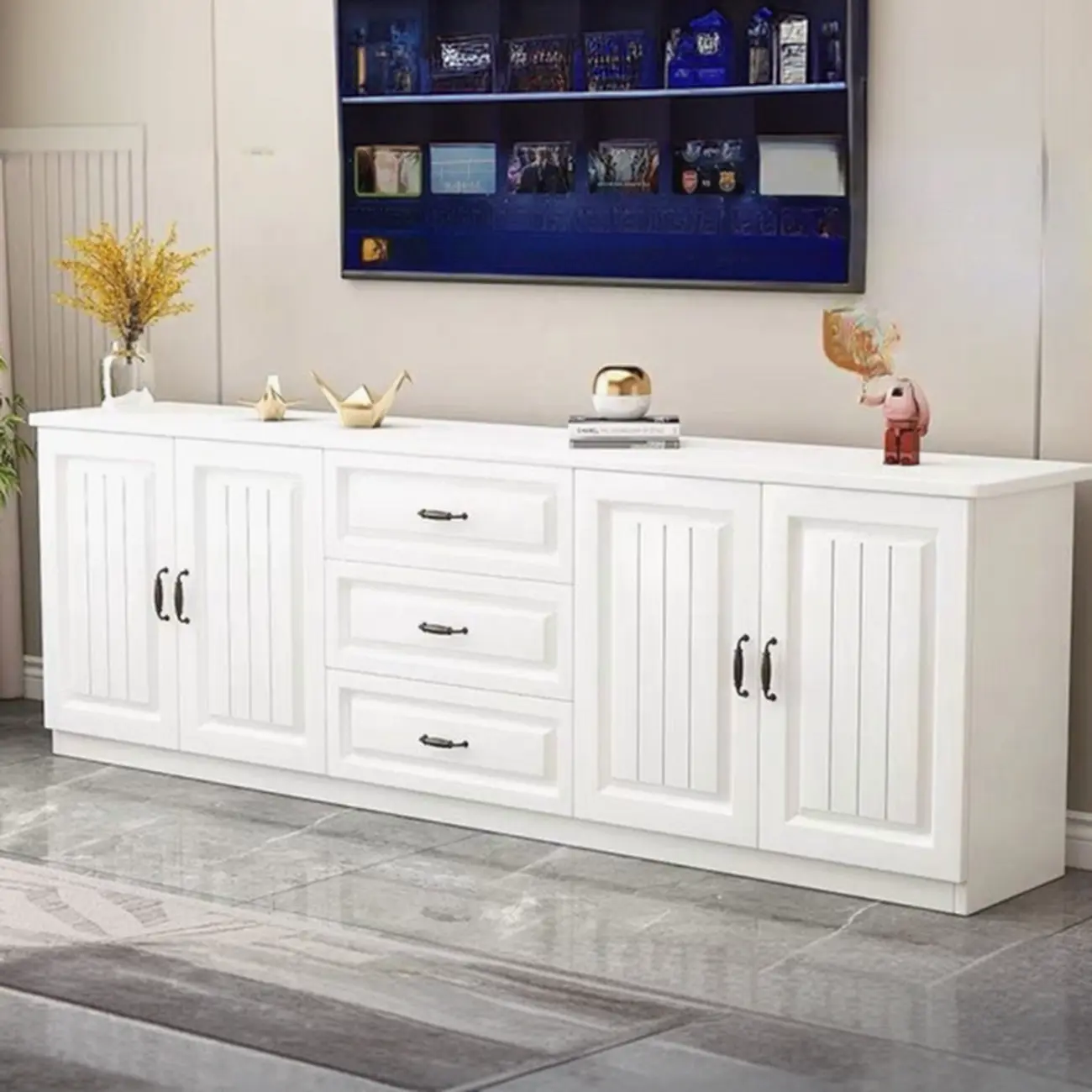 Modern Wooden TV Stand with Shelves and Drawers for Home Image - 8 | homeyfad