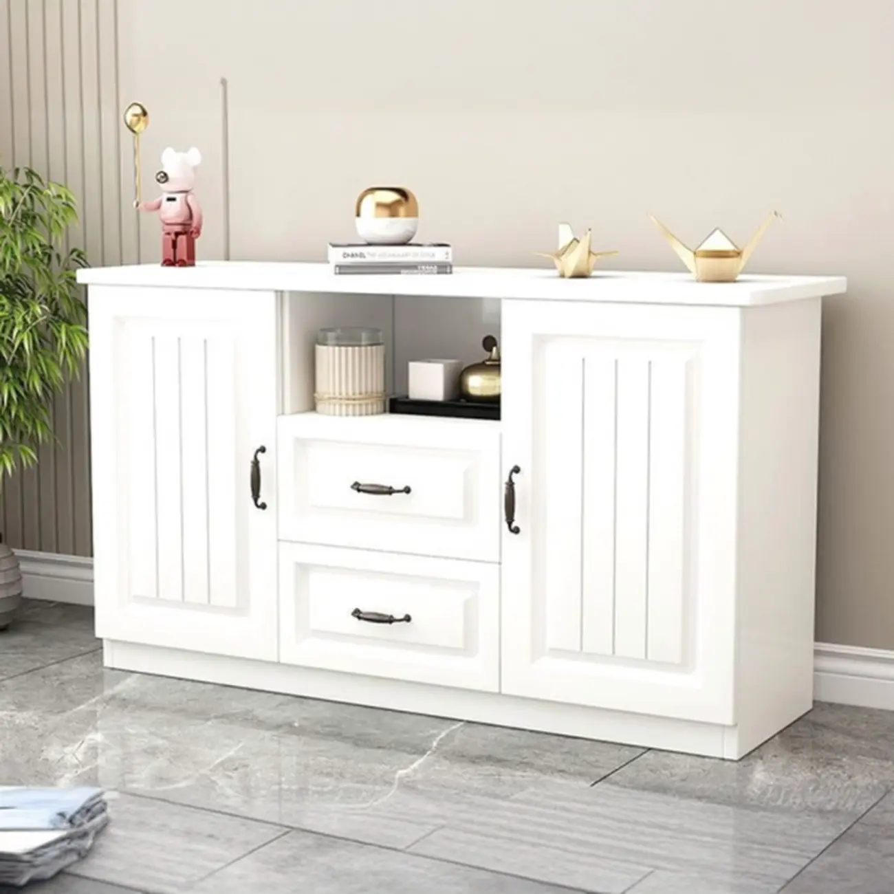 Modern Wooden TV Stand with Shelves and Drawers for Home Image - 9 | homeyfad